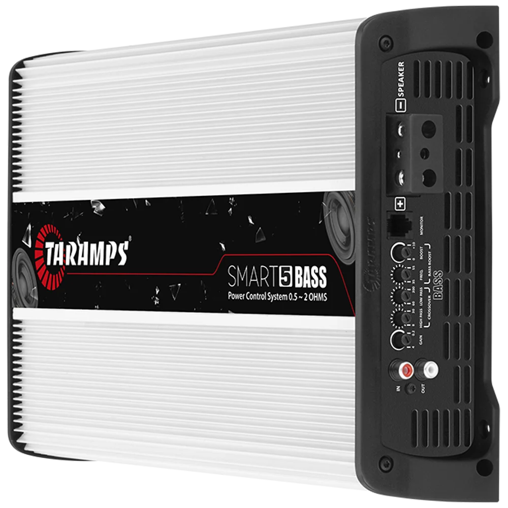 Taramps Smart 5 Bass 5000 watts RMS Multi-Impedance 0.5 to 2 Ohms Class D White Car Audio Amplifier 1 Channel, Monoblock Amp