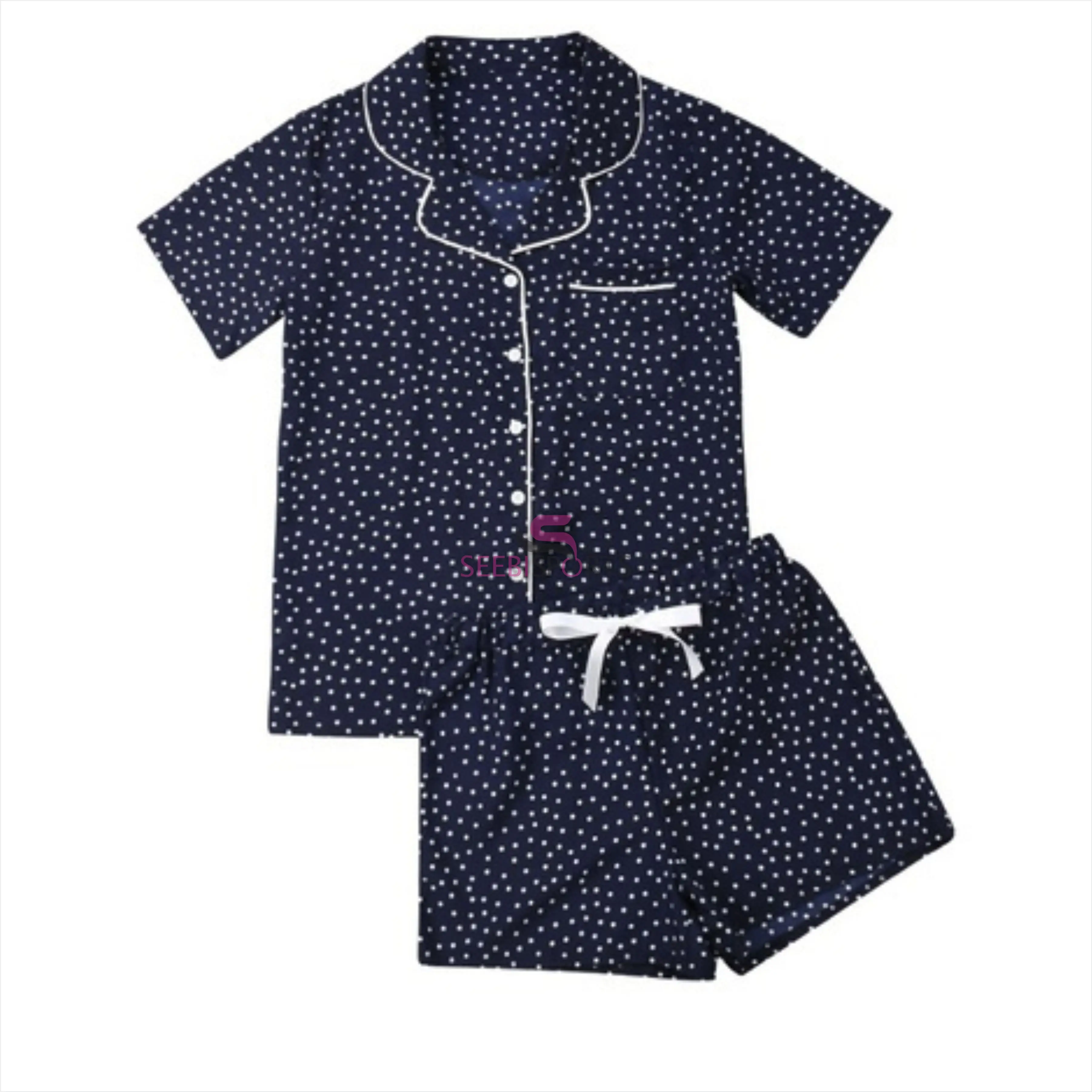 Cute Cotton Pajamas Set Short Sleeve Nightgown Summer Women Sleepwear Pajamas Pjs Fashion