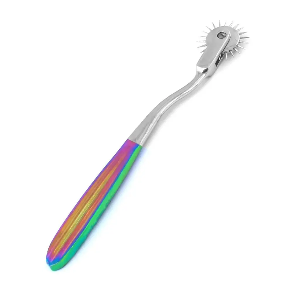 2024 New Custom Design Medical Diagnostic Rotating Spur Wartenberg Pinwheel 7 Heads Stainless Steel Multi Color Rainbow