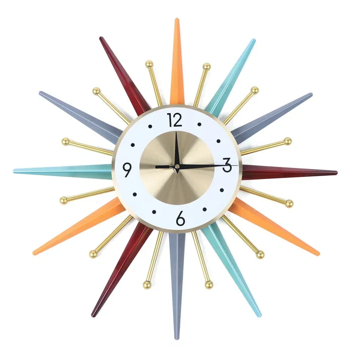 Small Decorative Wall Clock Silent Non-Ticking Metal Clock Modern Art Wall Clock for Living Room Dining Room and BedRoom