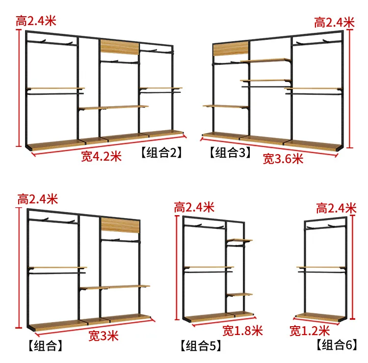 Custom boutique women garment clothes metal wood display racks retail store gold men clothing furniture shelf stand for store
