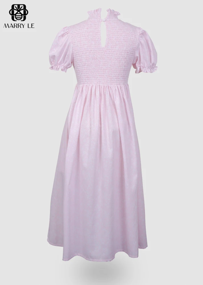 PINK SHIRRING WOMEN DRESS wholesale women clothing Top Casual OEM ODM Customized clothing - MD532