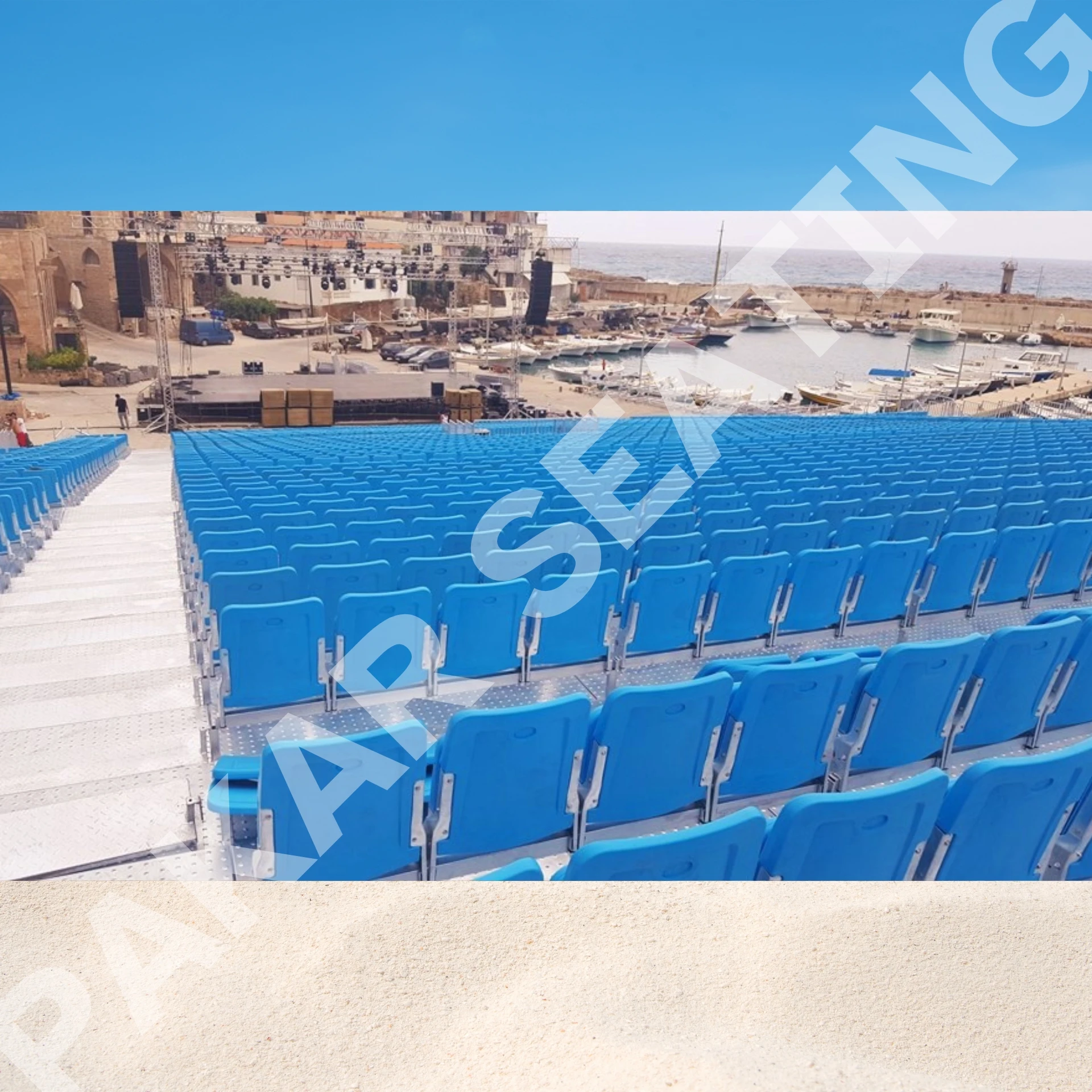 Portable Grandstand with Staircases Roof Bleacher Indoor Outdoor Sports Event Tribune for National Day Festivals CN plugs type