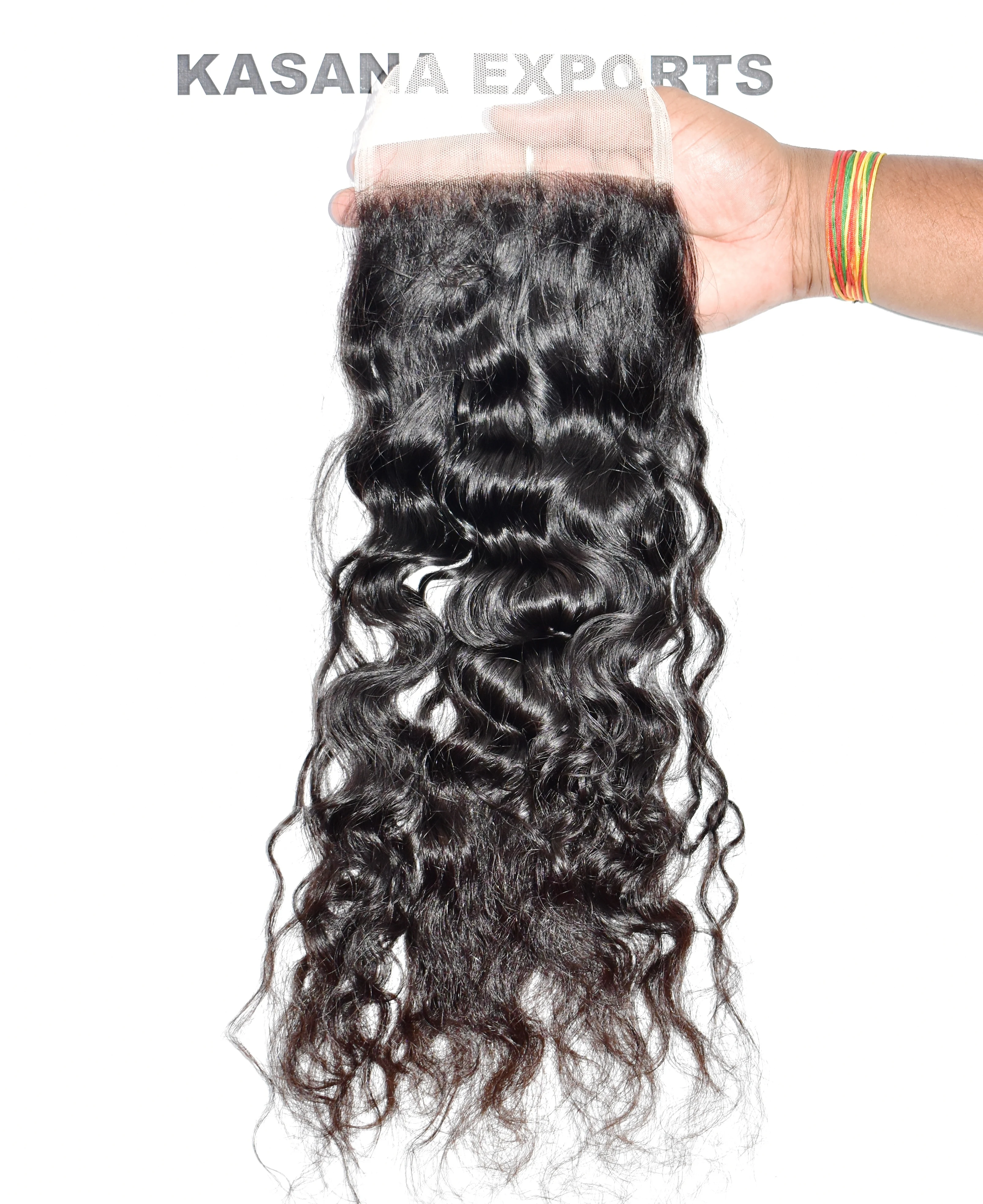 Wholesale Indian Curly 5*5 Closure natural color black women cuticle aligned unprocessed human hair