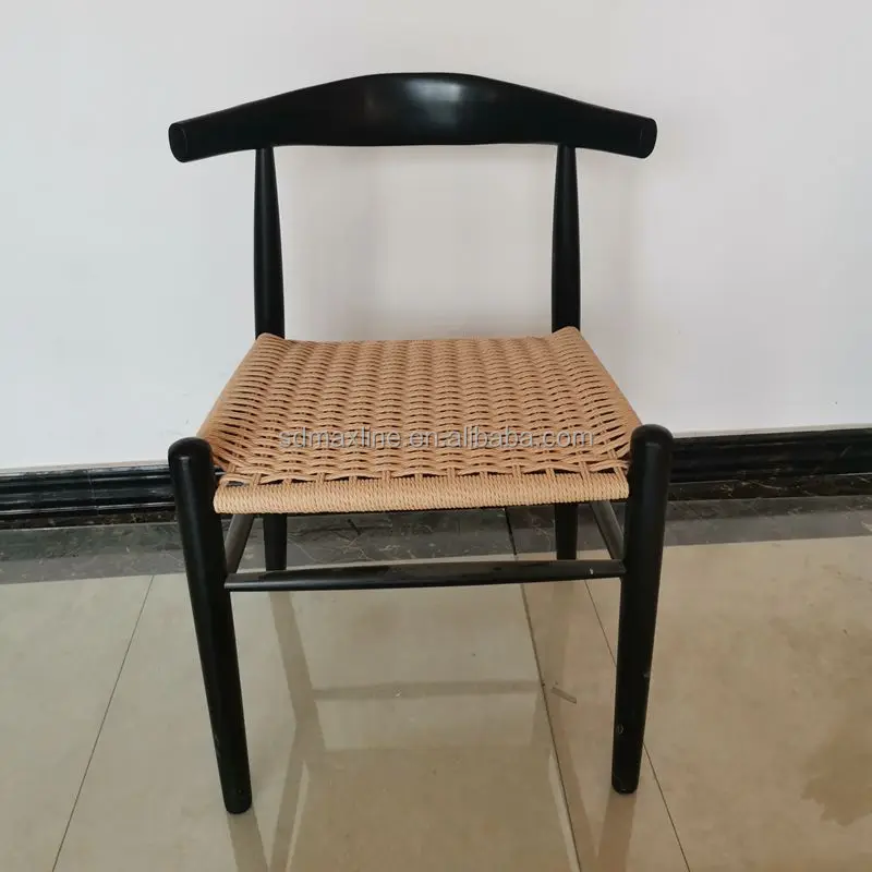 Modern Hans Wegner Rattan Seat Wooden Frame Dining Restaurant Wooden Dining Chair and OX Horn Chair Cow Horn Chair