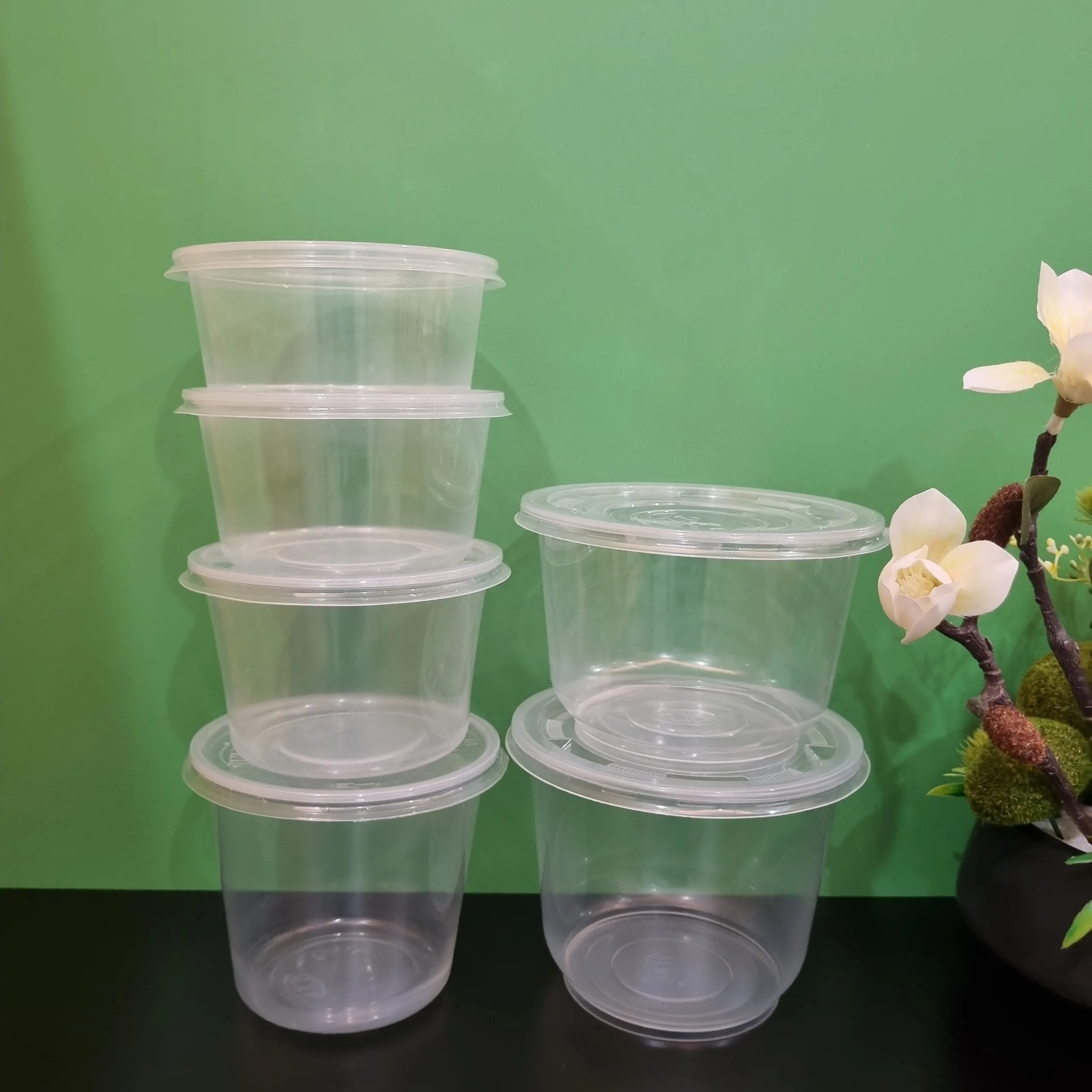 Manufacturer A set of 10pcs of storage boxes Microwave food container storages set 550ML transparent round shape PP plastic