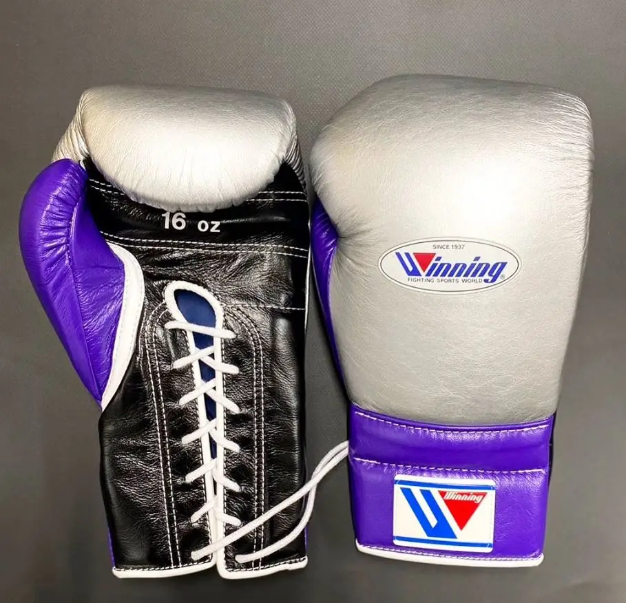 Wholesale high quality black 12oz boxing gloves adult professional lace up winning leather custom logo boxing gloves