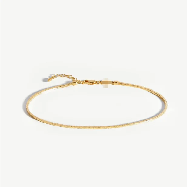 Fine Fashion Jewelry Anklets Sterling Silver Anklet 925 Square Snake Chain Vermeil Brand Women 18kt Gold Paltes Jewelry 2022