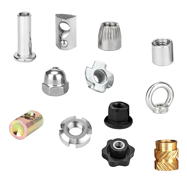 Customized carbon steel galvanized zinc alloy furniture hex socket stainless steel threaded Copper Brass inserts nut for plastic