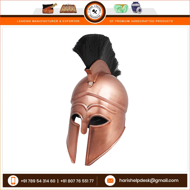 Handmade High Demanding Spartan Helmet Armor Roman Greek Corinthian Helmet Copper Polished for Sale