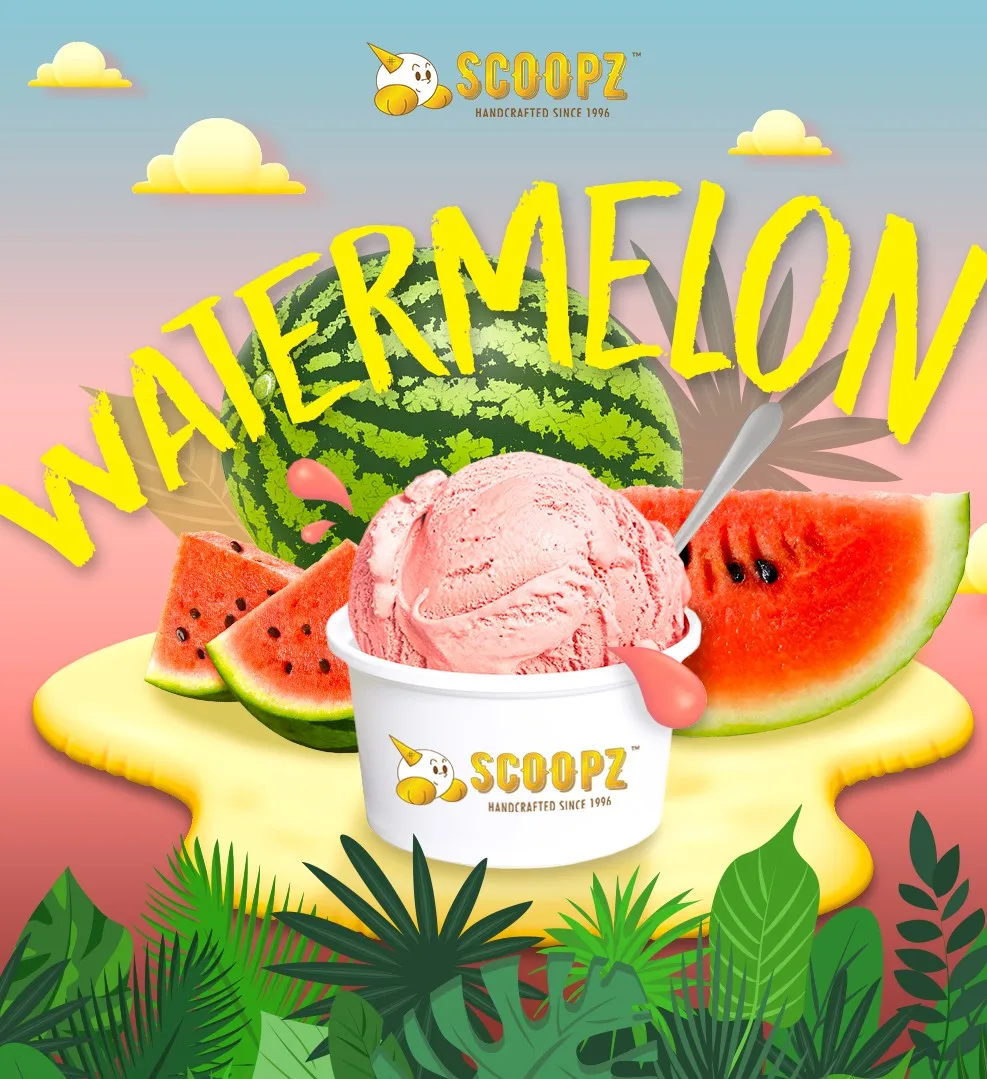 Refreshing Fragrant Dairy Products Desserts Smooth Tropical Fruity Sweet Handcrafted Instant 16oz Pint Watermelon Ice Cream