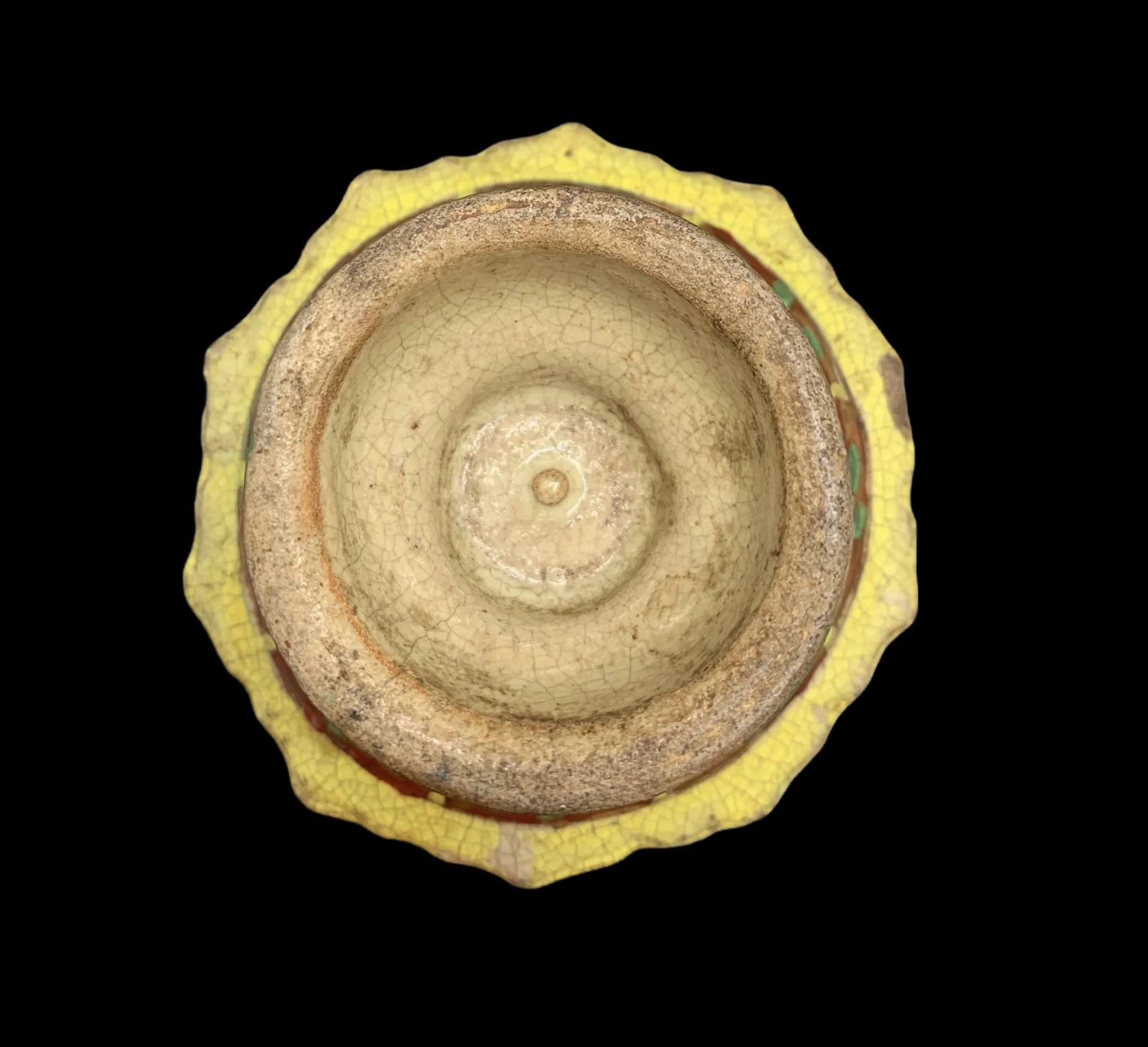 Antique Ceramic Stem Dish Design Within Lotus Petal Shape Panels On Red Background porcelain For Colloectible