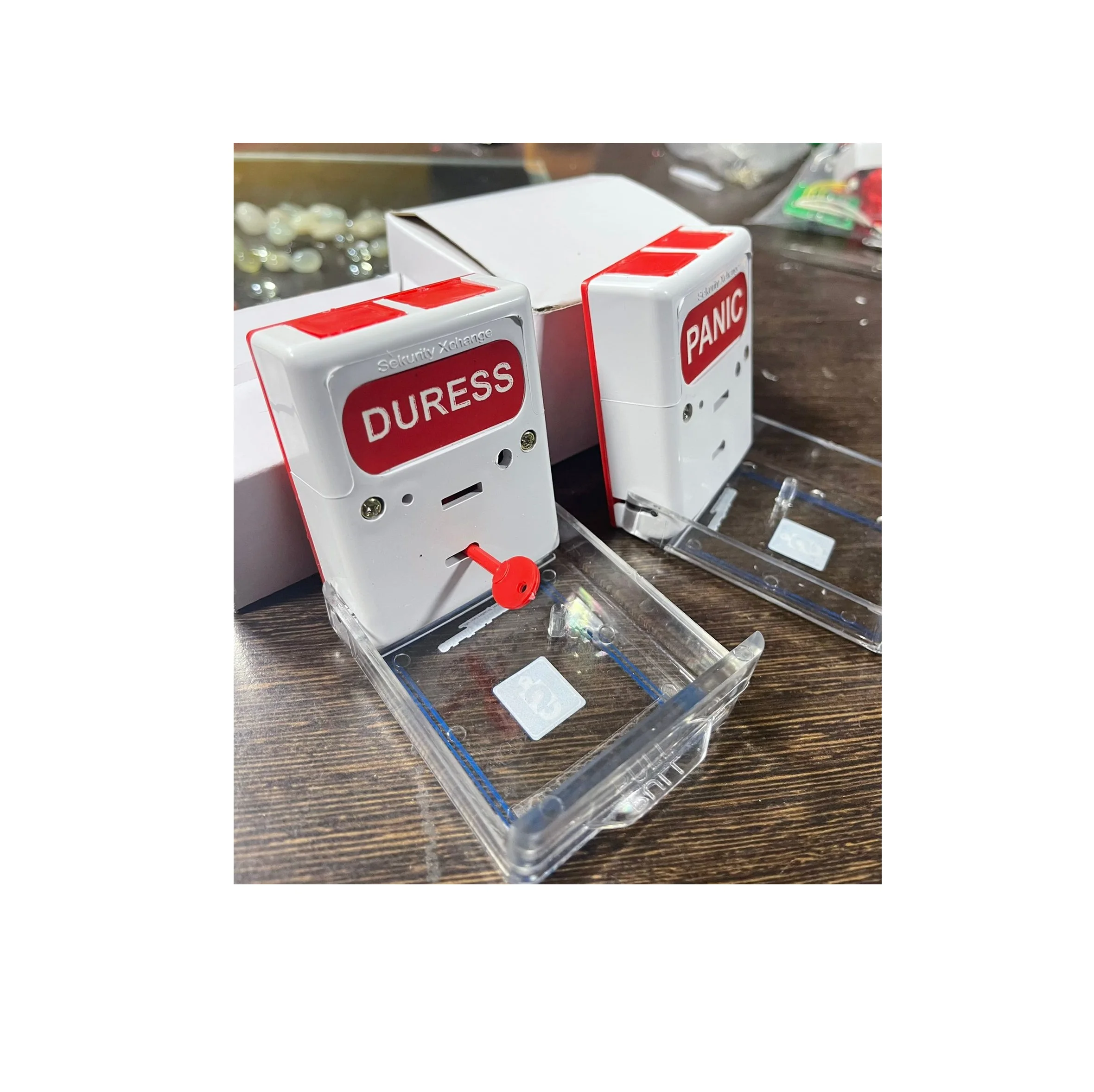 Hot Selling Double Panic Button with Led Alarm Buzzer and flip Cover Use in Emergency Situations from India Exporter