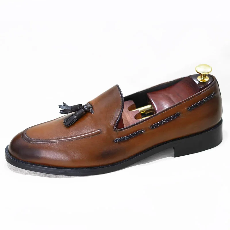 New design factory hot selling tassels office Genuine leather Dress casual loafers leather High quality Handmade shoes for mens