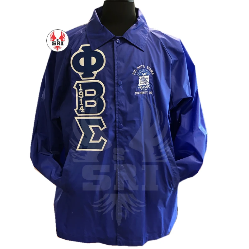Phi Beta Sigma Fraternity Embroidery Men Polyester Coaches Jacket | PBS Fraternity Embroidered Boys Custom Made Line Jacket