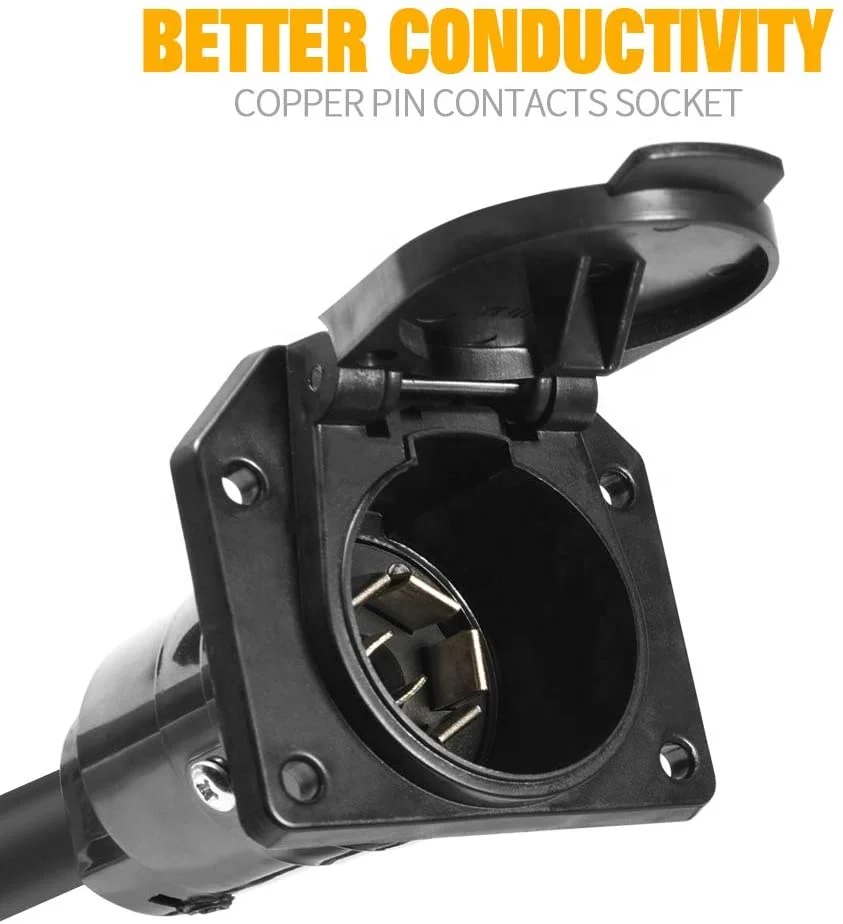 MICTUNING 7Blade Camping Trailer Parts Accessories Wiring Connector Cord Wire 7Way Trailer Plug Socket Extension Cord