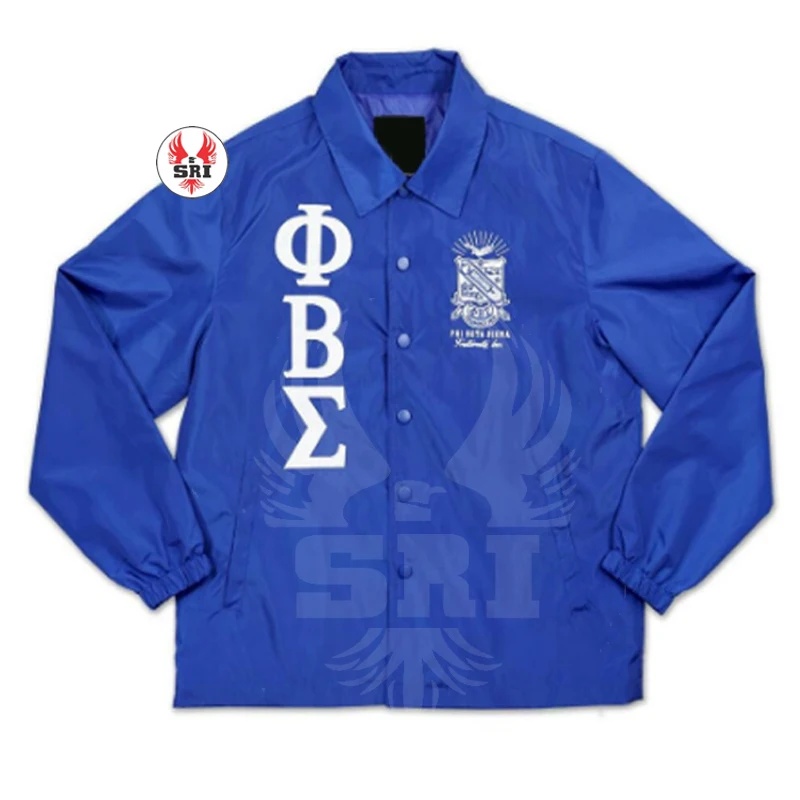 Phi Beta Sigma Fraternity Embroidery Men Polyester Coaches Jacket | PBS Fraternity Embroidered Boys Custom Made Line Jacket