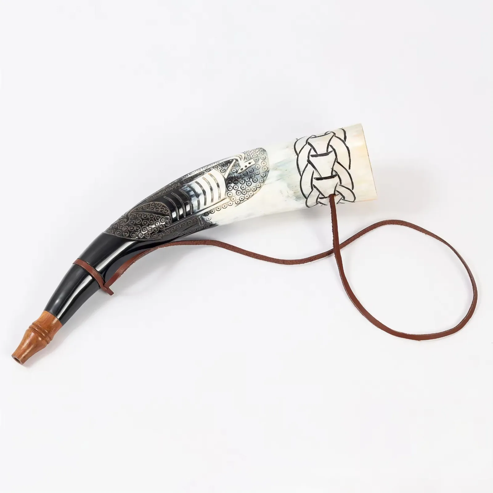 Natural Polished Ram Shofar Horn Indian Handicraft Work of Horn Shofar Crafts for Religious Jewish New Year From India Agate