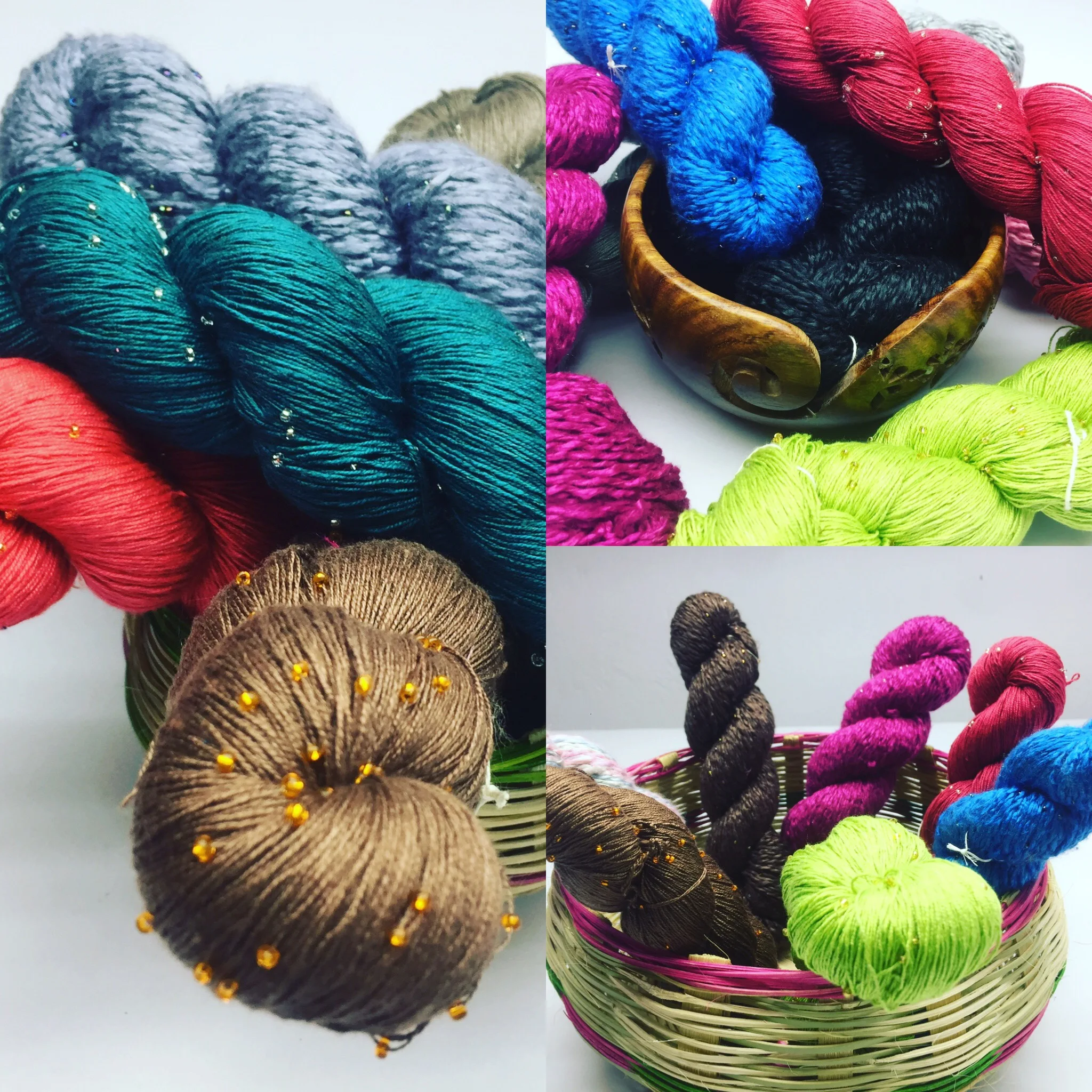 embellished Yarn beaded silk yarn Natural Mulberry Weaving Knitting High Quality Wholesale Ring White Anti Technics Style Hand