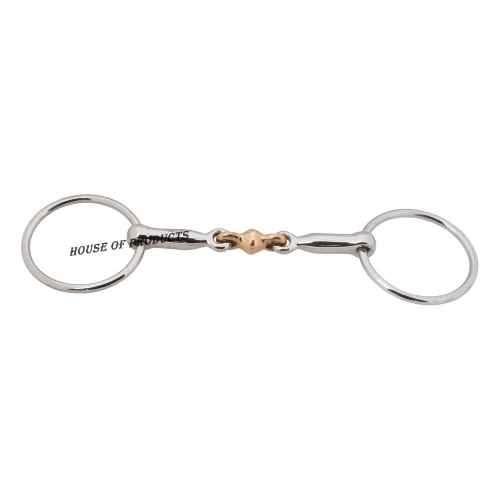 wholesale custom logo Horse Riding Bits Loose Ring Bits Loose Ring Double Jointed Bit W/Copper Ball Link With SS Rings