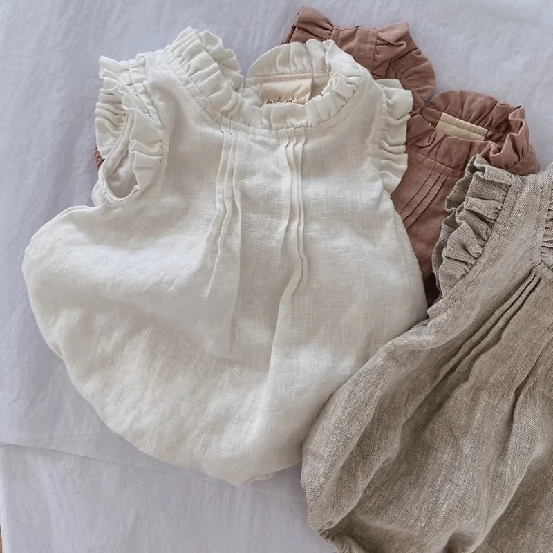 New Designs Popular Newborn Babies Clothes 0-6 Girls Linen Clothes Baby Rompers
