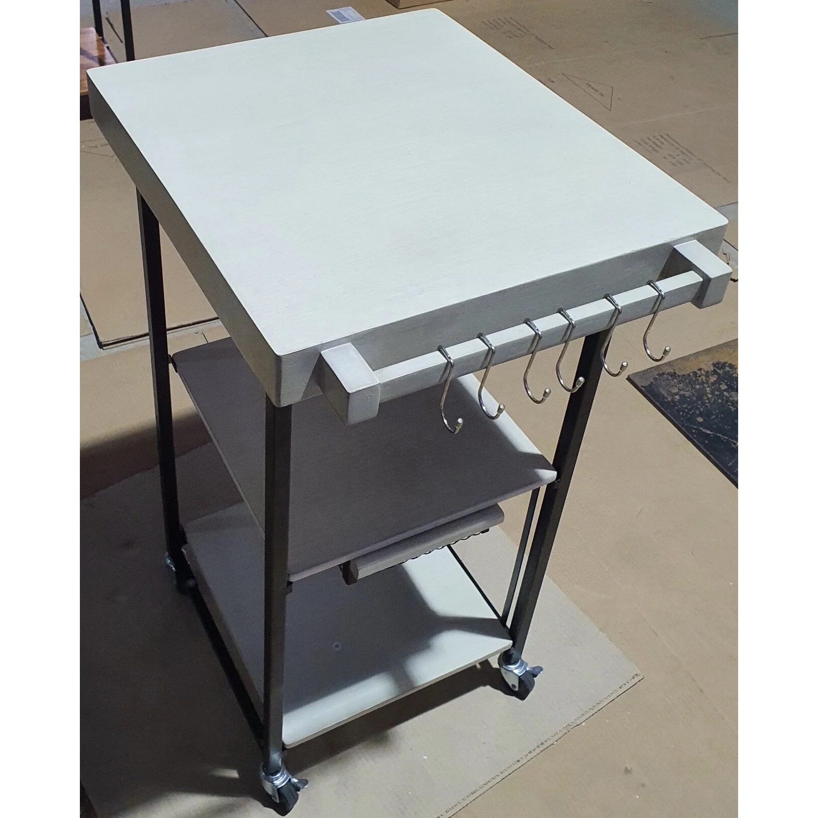 Acacia Wood Rectangular Folding Kitchen Cart with drawer Collapsible Multifunction tsv 3-tier kitchen cart