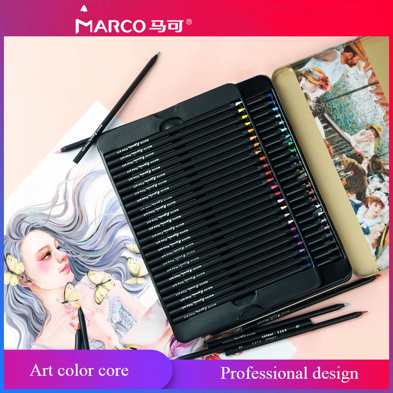 Marco 3200 24/36/48 colors Renoir oil based color pencils set colour pencils set for art coloring