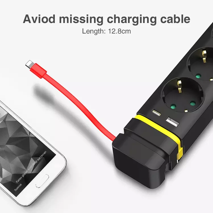 Latest Product Black Multiply Devices 3 Way Power Strip Schuko Socket for Home Office 1.4m Cable With USB and Charging Cable