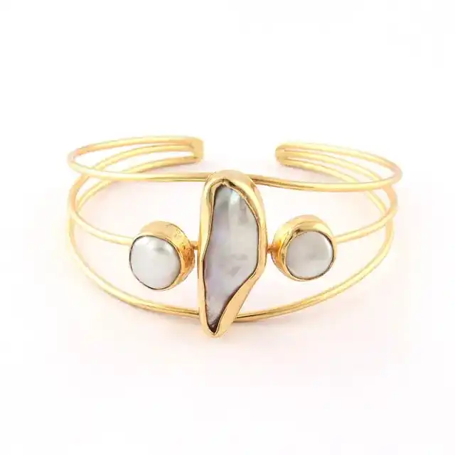 Exclusive brass cuff with elegance details cuff beaded stone designs cuff bracelet For women stylish bracelets for wholesale