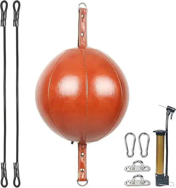 Custom Leather Boxing Ball Speed Dodge Ball Double End Gym MMA Boxing Sport Punch Bag Floor to Ceiling Rope Workout Training Gym