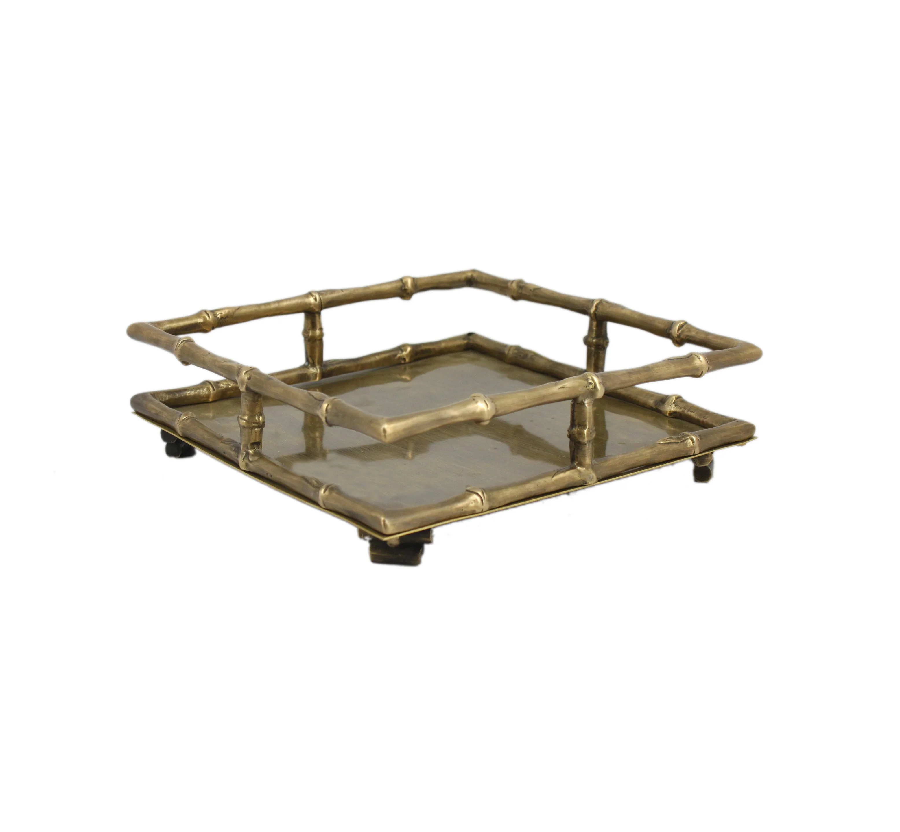 Antique Gold Finished Brass Metal Serving Tray Wholesale Manufacturer New Arrival Metal Tableware Serving Tray Exporter