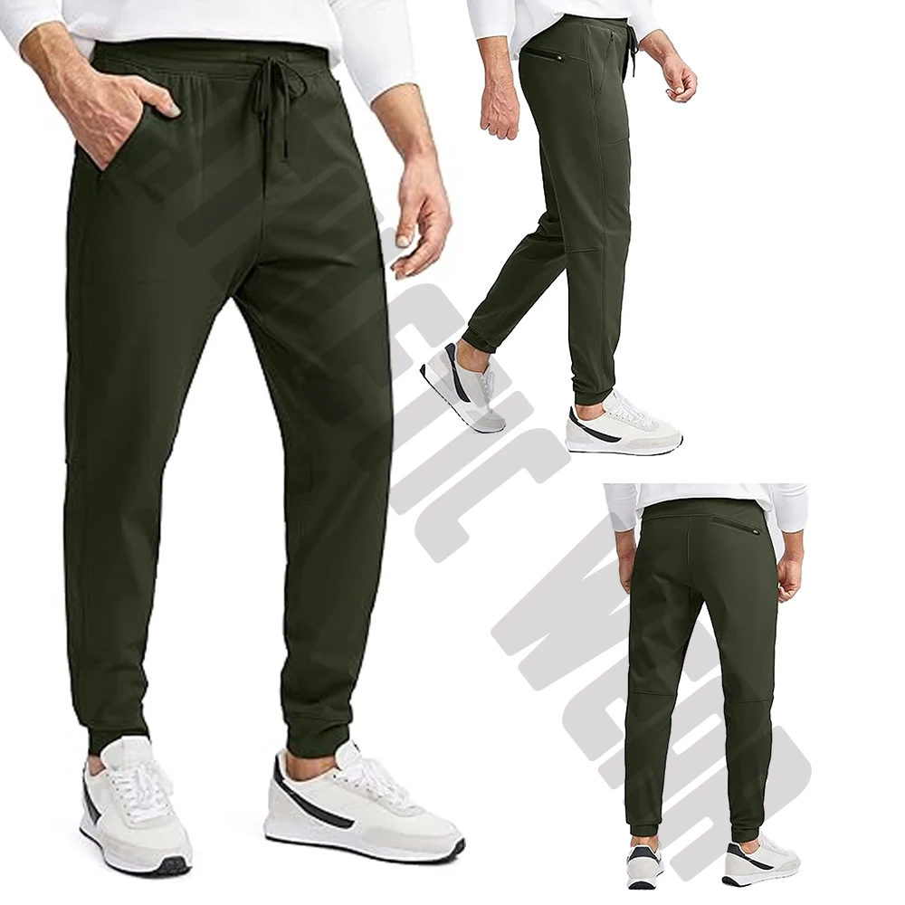 Workout Jogger Sweatpants for Men with Zipper Pocket and Drawstring Warm Pants