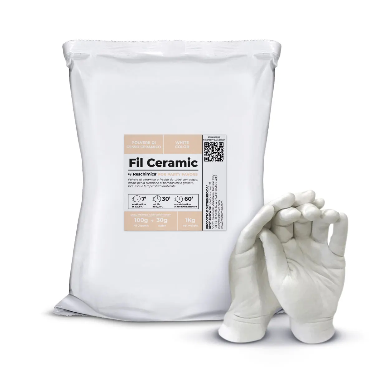 FIL CERAMIC - Plaster of Paris Non-toxic chalk powder, to be mixed with water, ideal for small objects