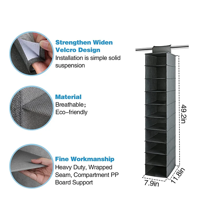 New Arrival Hanging Closet Organizer Shelves Custom 6 Shelf Closet Storage with Socks Storage