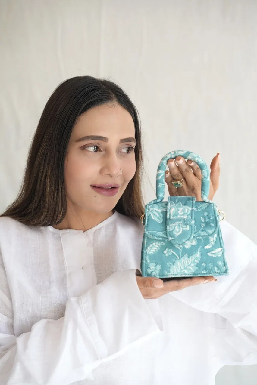 Midnight Dream Blockprinted Chiq Bag Premium luxury Women Mini Bags Made in India Product from Indian Manufacturer and Exporter