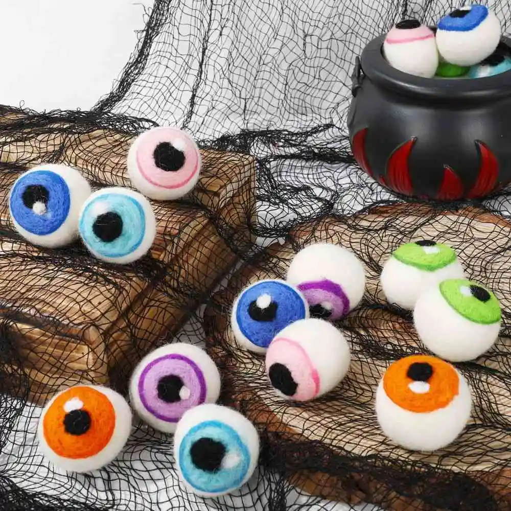Wool Felt Eyeballs 6 Colors Craft Monster Eyeballs Artificial Felt Ornament Halloween Decorations Indoor Outdoor Party  Supplies