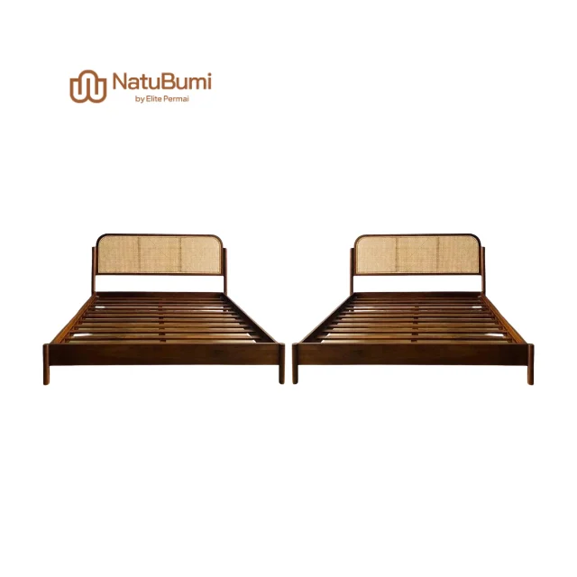 Special Price Hasna Bed Solid Teak Wood with Woven Natural Rattan Ideal for Cozy Bedroom Settings and Elegant Home Decor