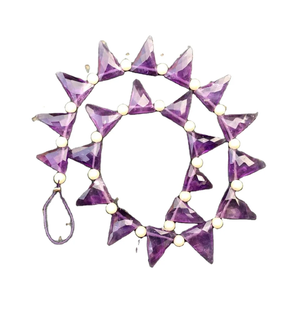 Natural Amethyst Gemstone Faceted Triangle Shape Briolette Beads Making DIY Jewelry February Birthstone Wholesale