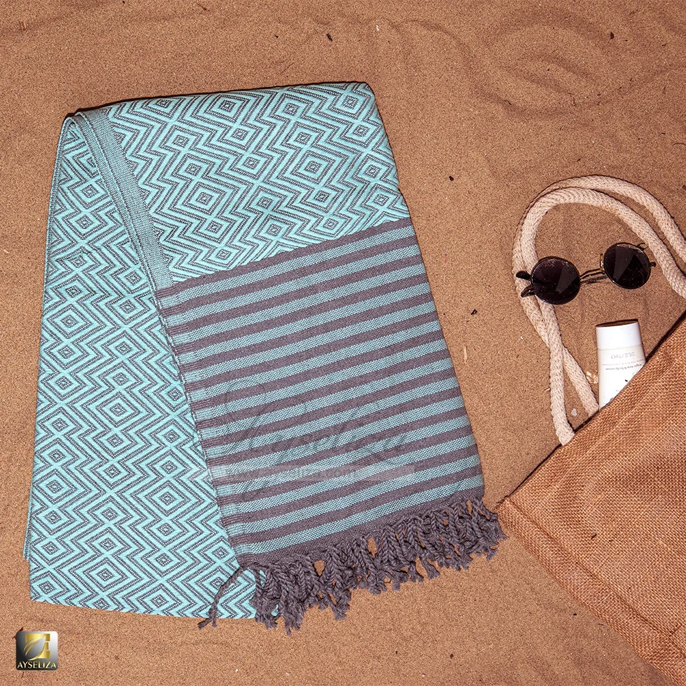 Stylish Beach Towel Peshtemals with Custom Logo Print Multipurpose Travel Blanket 100% Turkish Cotton Peshtemal Fouta Towel