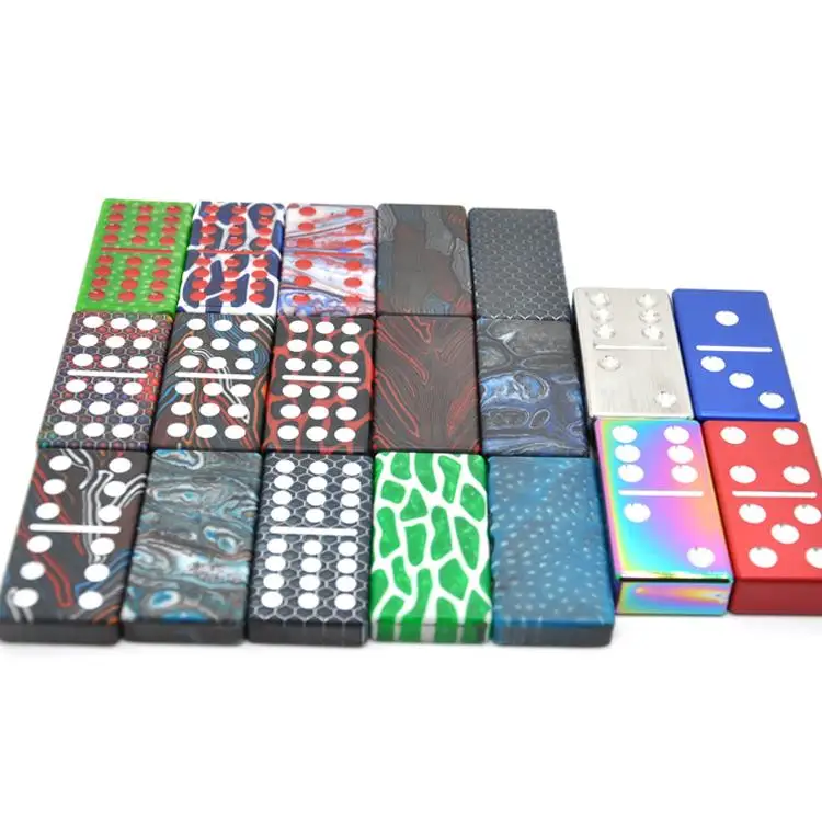 Custom Colored double 6 9 12 Block Plastic Acrylic Metal Aluminum Domino Set