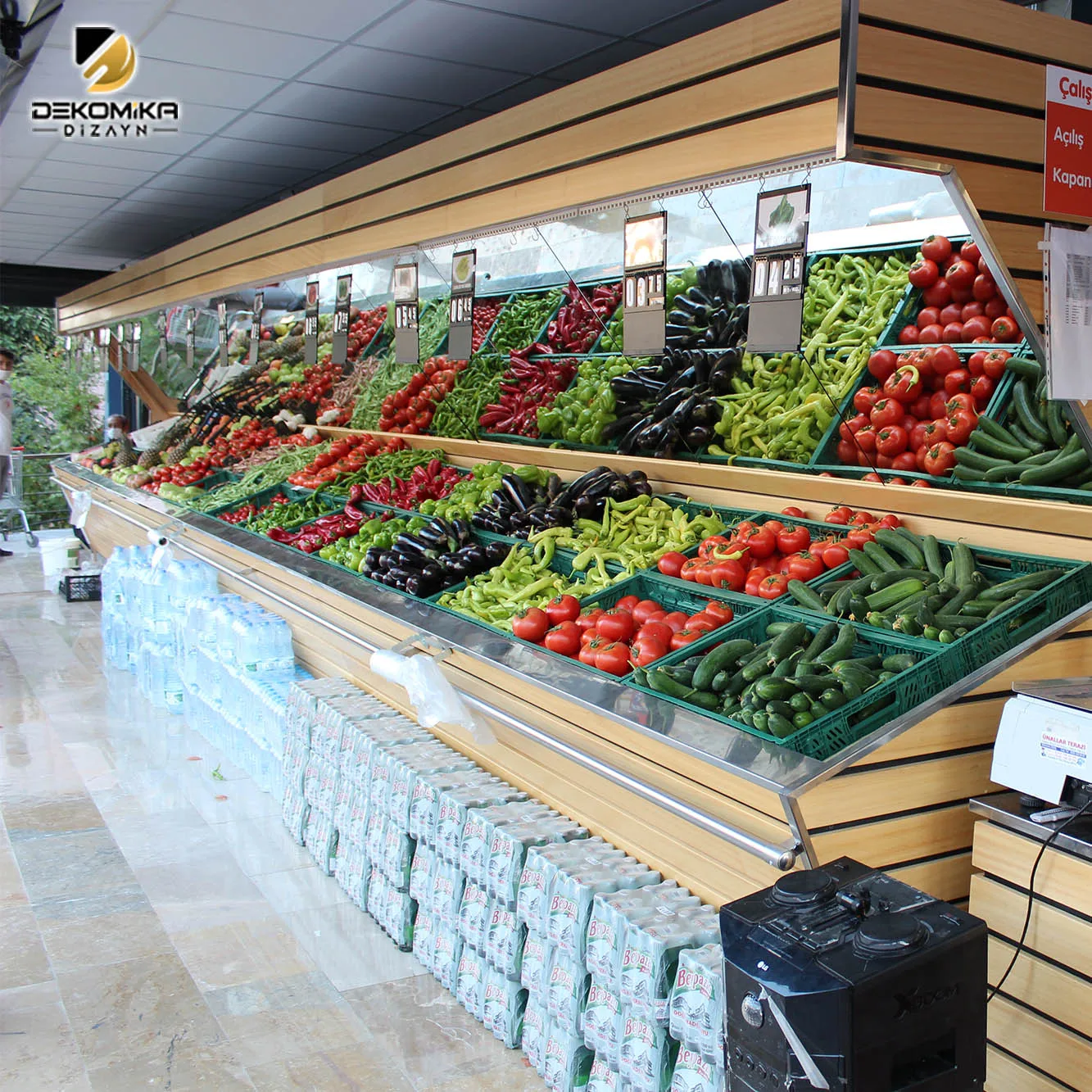 Green grocery with mirror and three boxes made from wood and metal carcasses |  OEM Product High quality and Best Price