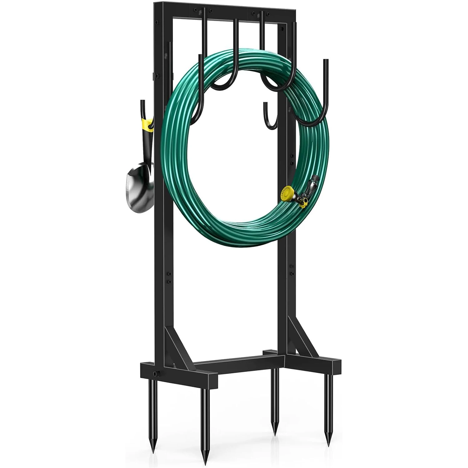 Best Quality Handmade Water Hose Holder & Stand Organizer Black with Prong Base for Lawn/Yard/Garden