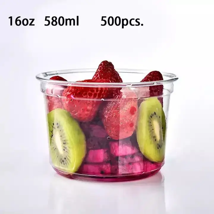 8oz,12oz 16oz 24oz 32oz Clear Disposable Fruit Ice Cream PET/PLA Plastic Dessert Salad Take Away Dessert Acai Bowl With Lid