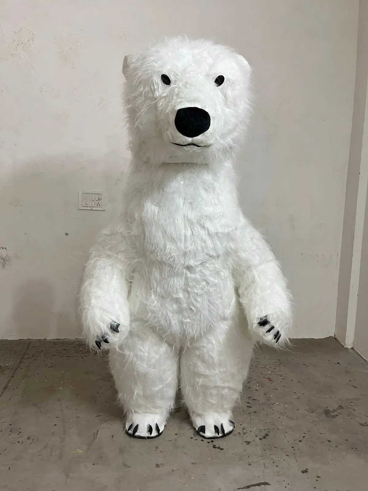 Ganesh Cute Inflatable Panda Costume Mascot Adults Black White Cosplay Carnival Dress Long Fur Elegant Cartoon Plush Stuff