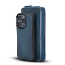 Genuine Leather Handmade Pouch Magnetic Detachable Phone Case for Samsung Galaxy S23 Series Rfid Wireless Charging Compatible