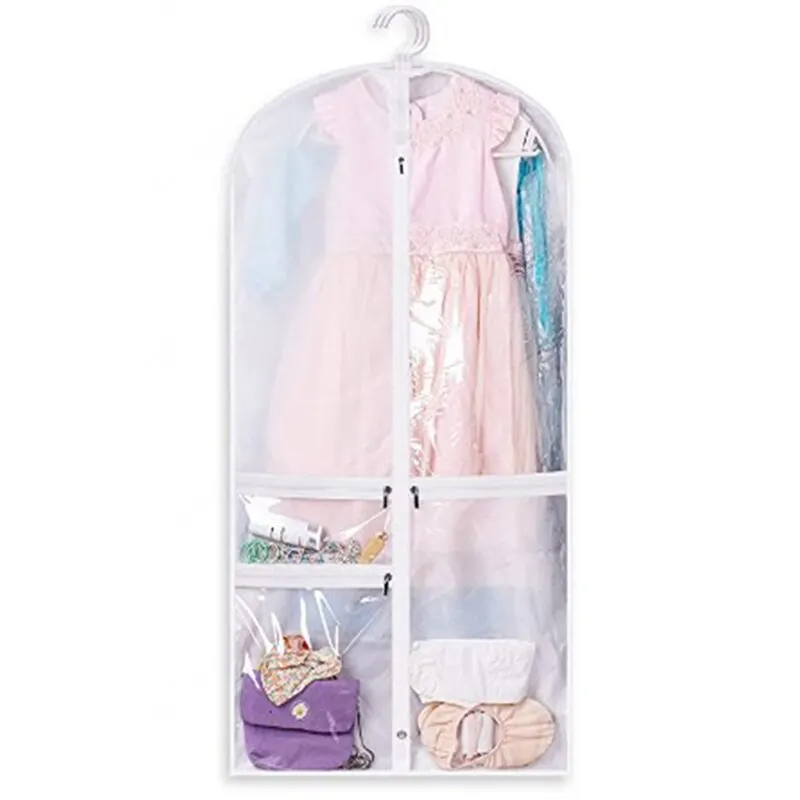 Hanging Clothes Travel Storage Dance Costume Garment Bag for Dance Competition with 3 Accessory Pockets Suits Dress Cover