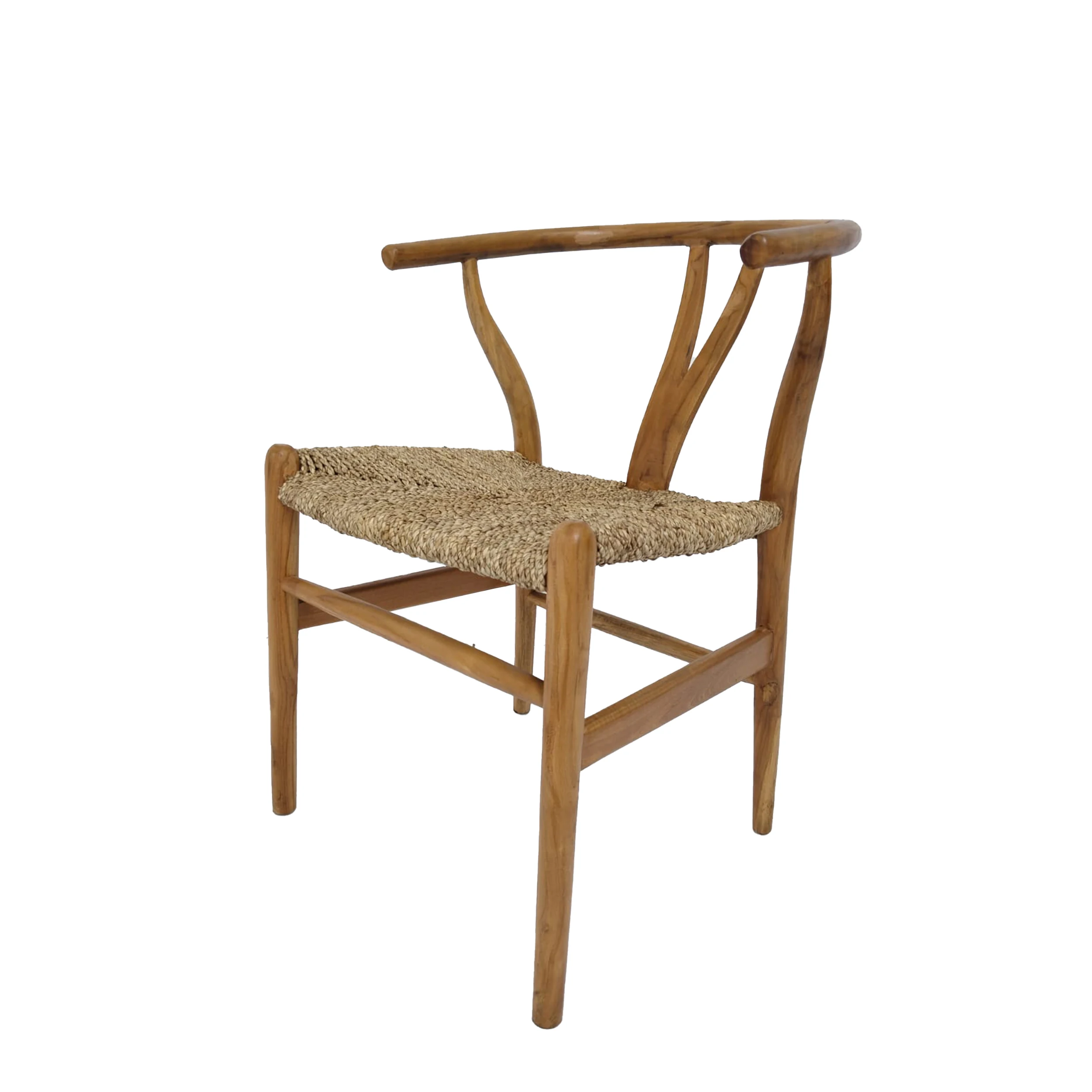 New Design Factory Price Wholesale Wooden Frame Dining Chair with Seagrass Weaving for Cafe Restaurant Dining Area Bistro