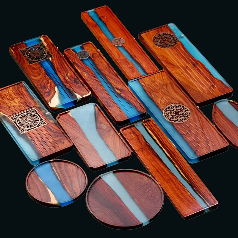 Новый деревянный поднос из эпоксидной смолы для отеля, ресторана, чайные тарелки, поднос для завтрака, пищи, бара