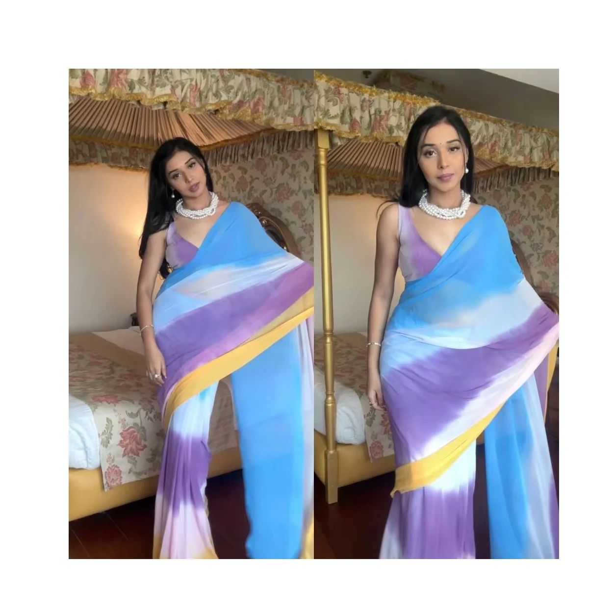 High on Demand Beautiful Artistic Designed Chic Georgette Printed Saree Perfect Available at Best Price from India