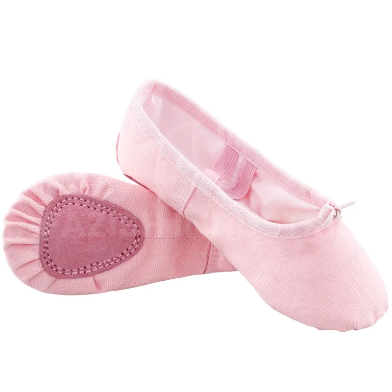 Factory Wholesale Professional Ballet Dance Best Quality Girls Kids Stretchable Elastic Pink Canvas Ballet Shoes